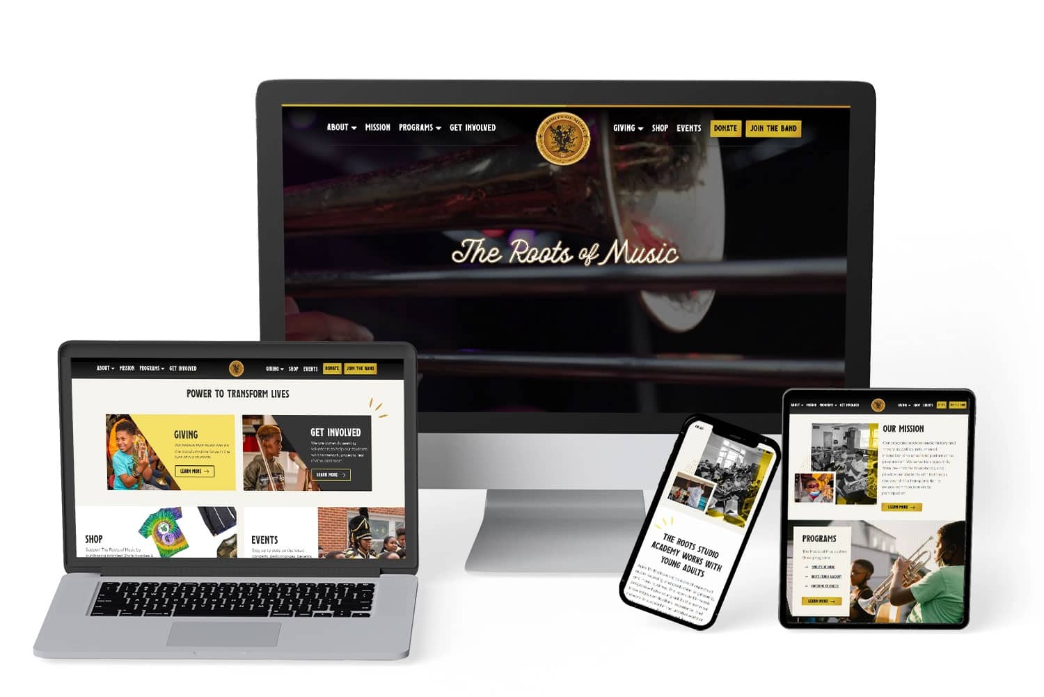 the roots of music new orleans nonprofit responsive mockup